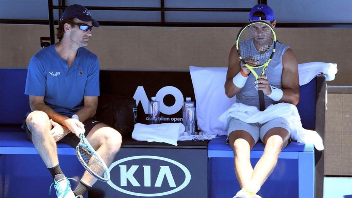 Moya y Nadal, tras un entrenamiento en Melbourne