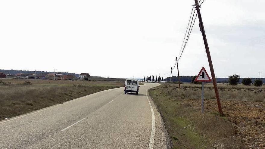 Aspecto que presenta el tendido telefónico junto a la carretera de San Juanico.