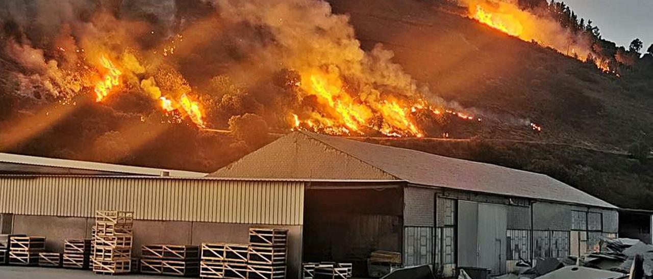 El incendio llegó a aproximarse a naves industriales.   | // FARO