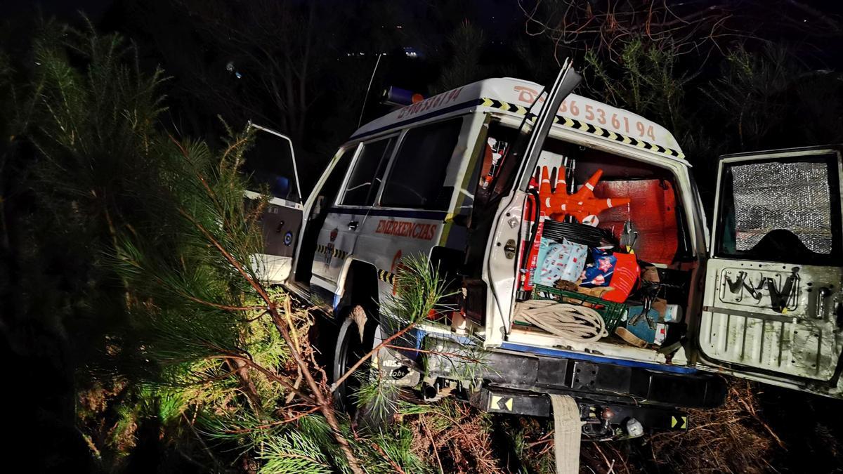 El vehículo de Emergencias de Portas tras el rescate.