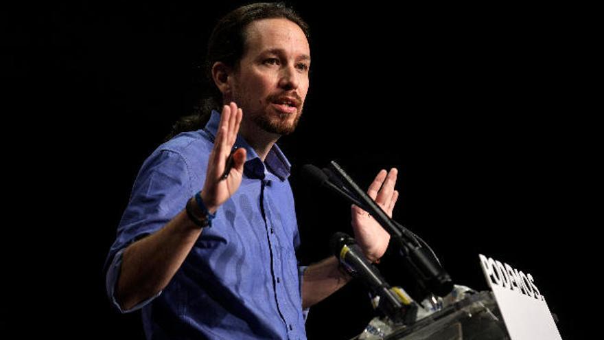 Pablo Iglesias, durante su rueda de prensa de ayer.