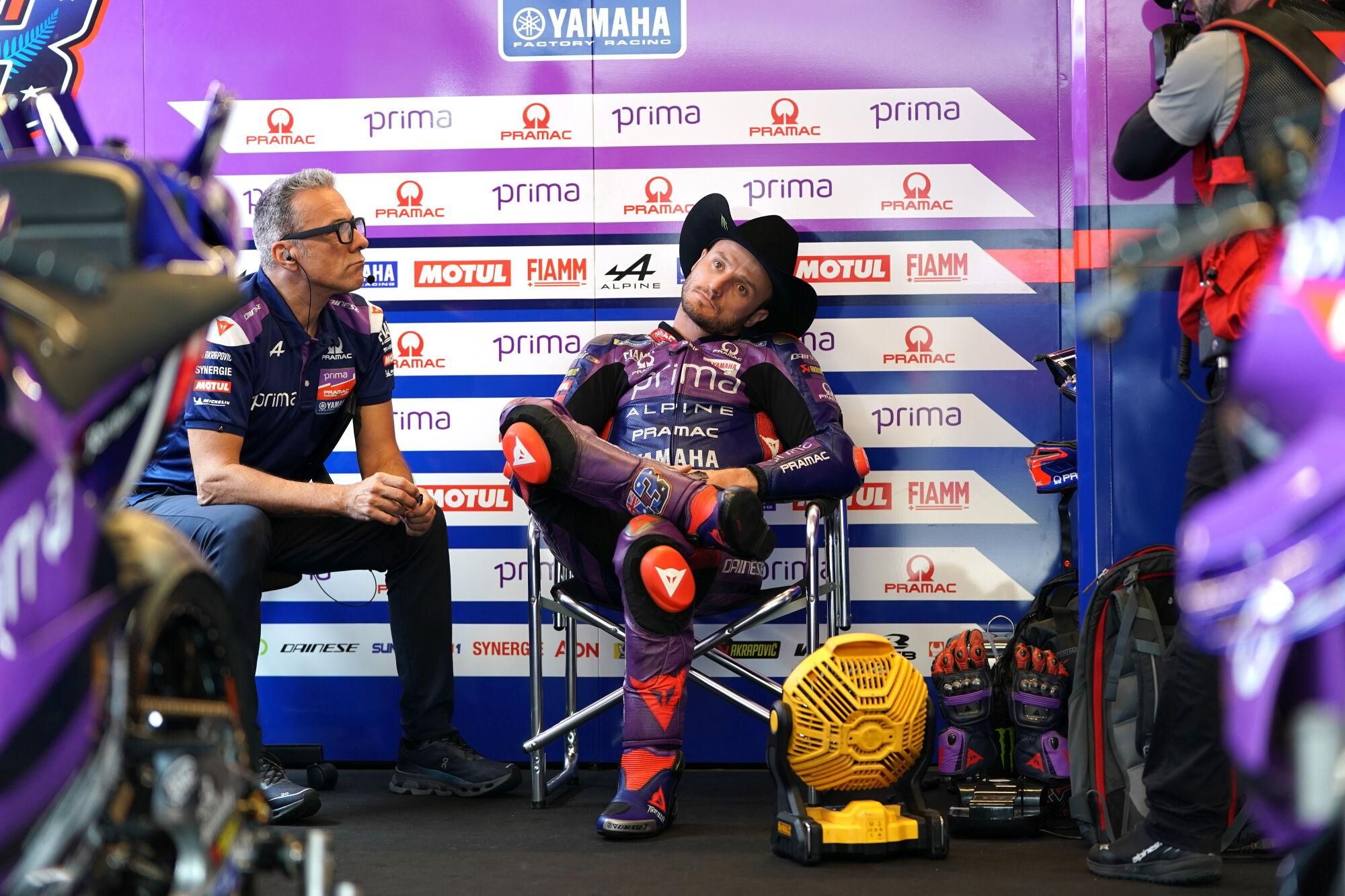 AUSTIN (United States), 30/03/2025.- Jack Miller of Australia, Prima Pramac Yamaha, reacts in the paddock during the MotoGP warm up of the Motorcycling Grand Prix of the Americas in Austin, Texas, USA, 30 March 2025. (Motociclismo) EFE/EPA/DUSTIN SAFRANEK