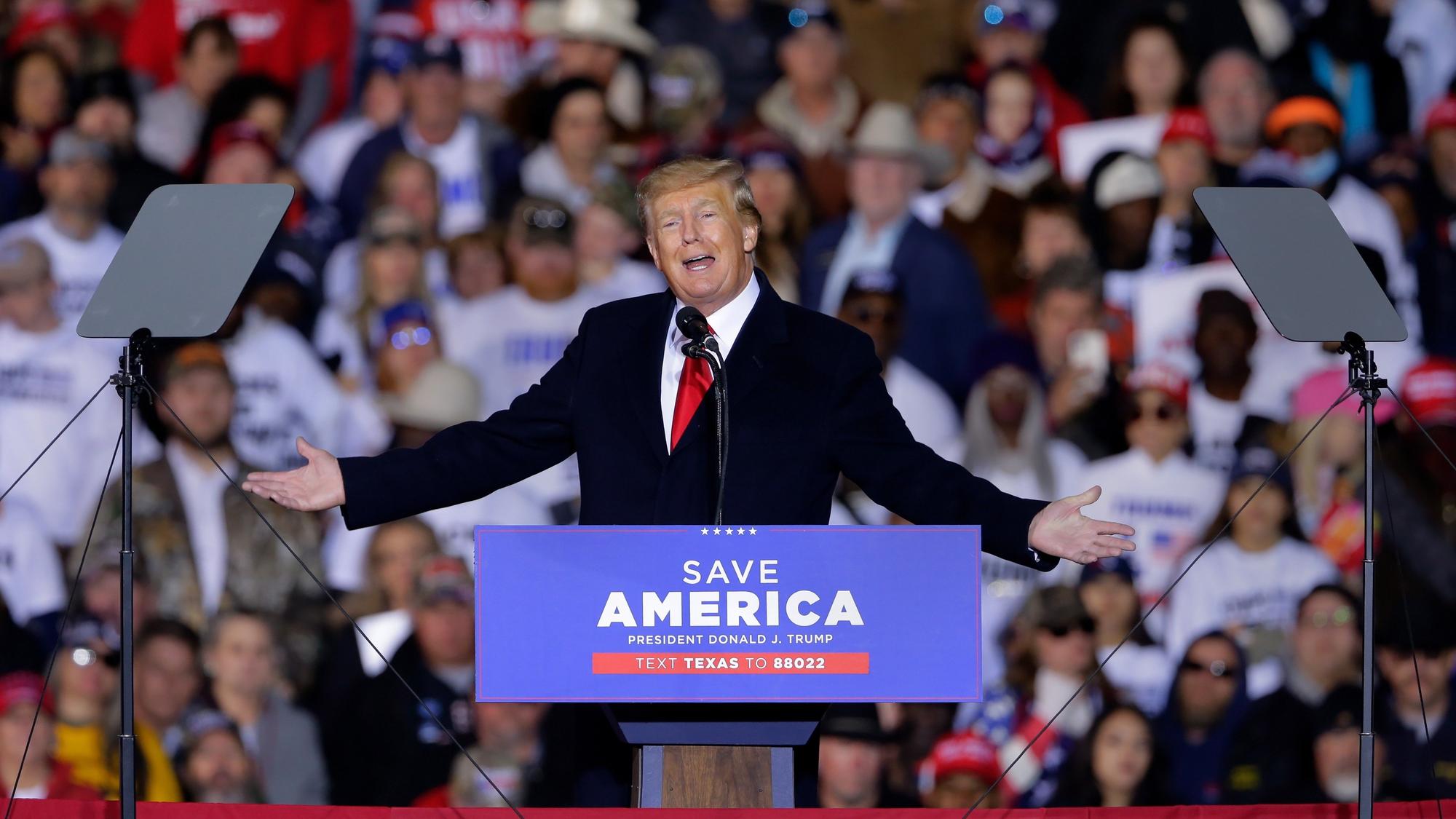 El expresidente de Estados Unidos, Donald Trump, durante un mítin en Texas.