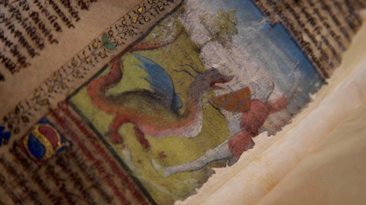 Ilustración de la novela artúrica perdida sobre 'Segurant, el caballero del dragón'