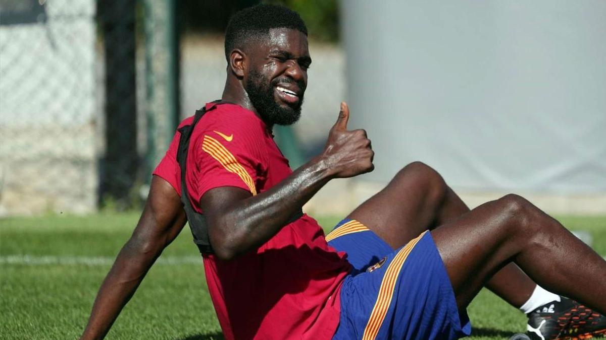 Samuel Umtiti, durante una sesión de entrenamiento