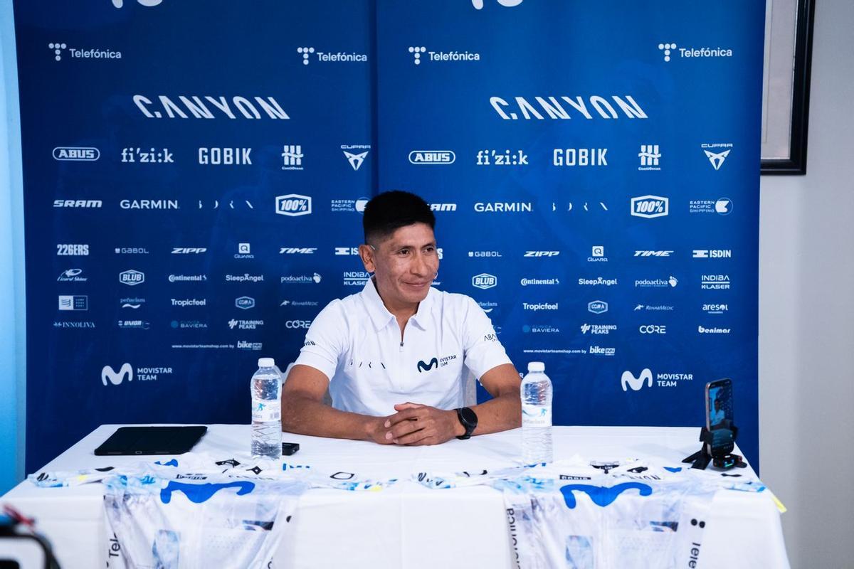 Nairo Quintana, durante la conferencia de prensa de este domingo.