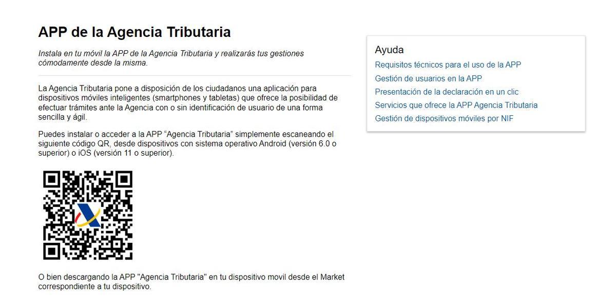 Aplicación de la Agencia Tributaria.