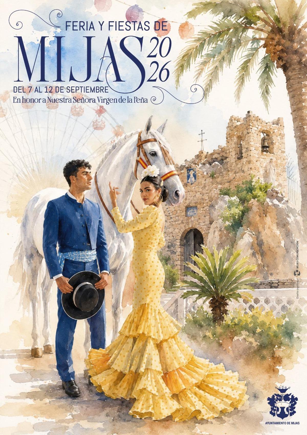 Cartel de la Feria y Fiestas de Mijas 2026.