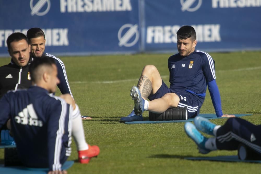 El entrenamiento del Oviedo de esta mañana