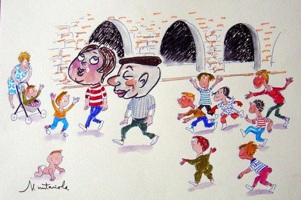 ’El dia al dia capgrossos’, il·lustració de Joaquim Muntañola.