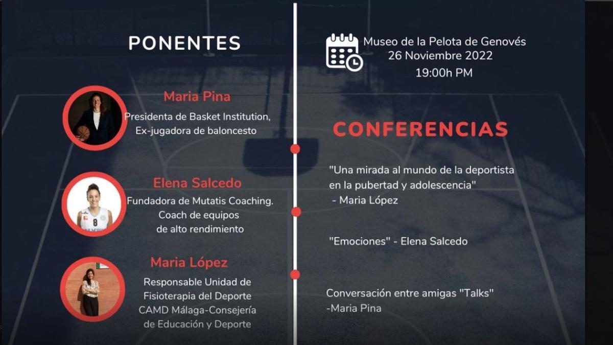 Las conferencias correrán a cargo de María Pina, Elena Salcedo y María López.