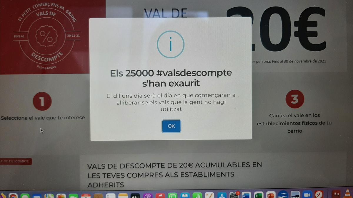 La web de Palma Activa ha colgado el cartel de &quot;agotados&quot;.