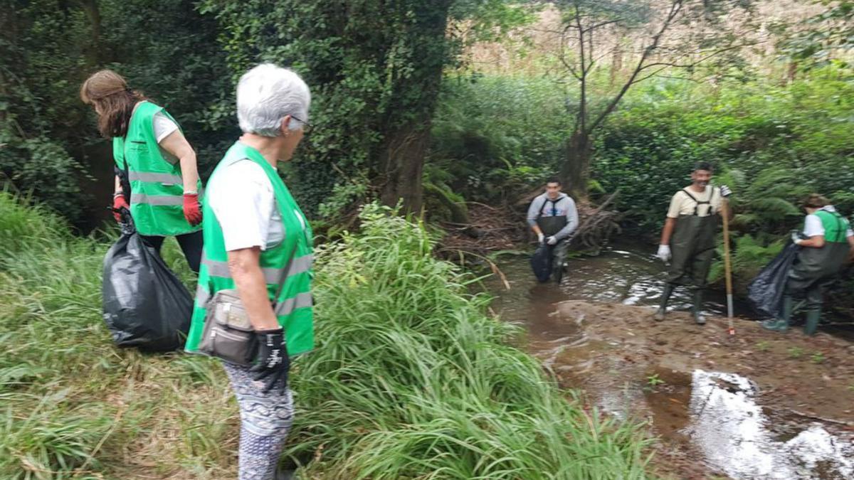 Voluntarios retiran 90 kilos de basuras del cauce de Os Gafos | VAIPOLORÍO