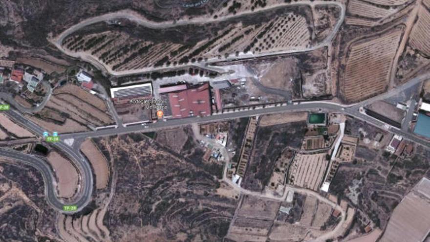Vista aérea del estado actual del acceso al IES Arico desde la carretera general del Sur.