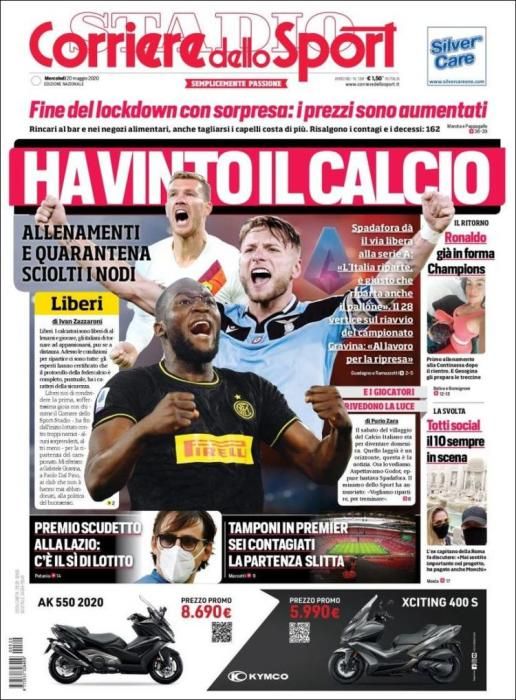 Portada CORRIERE DELLO SPORT 20 mayo 2020