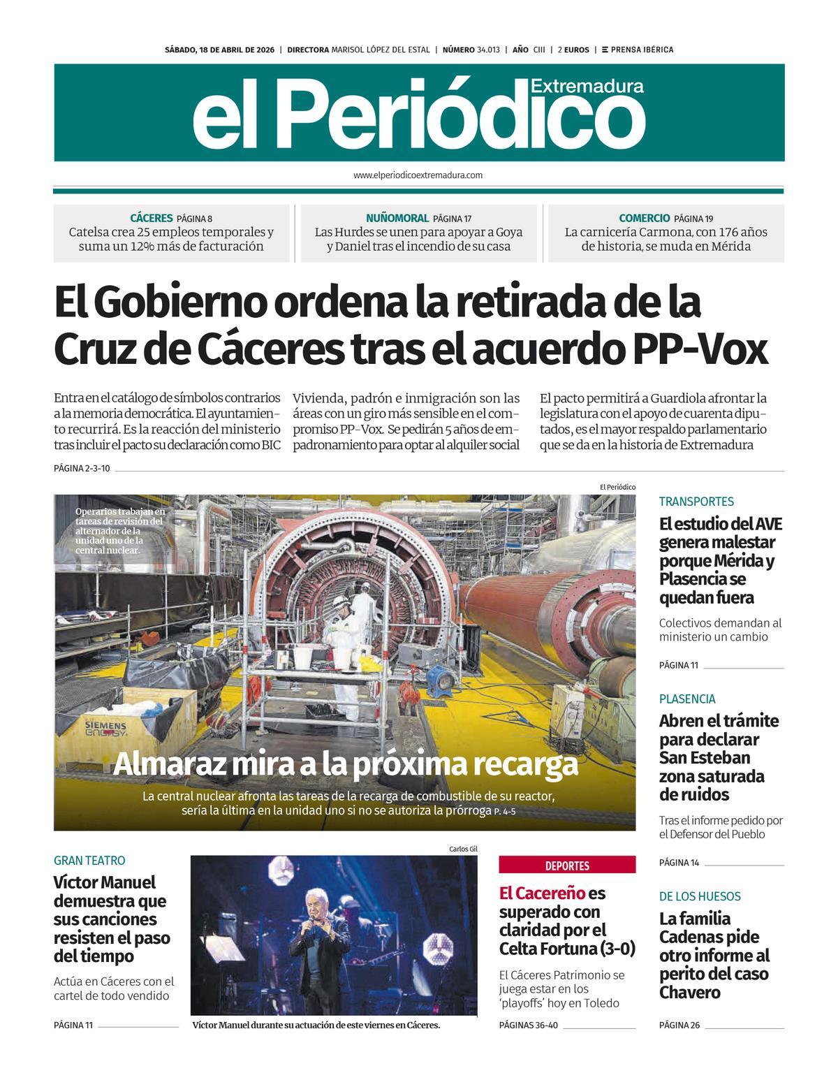 Consulta la portada correspondiente al día 18 de abril de 2026