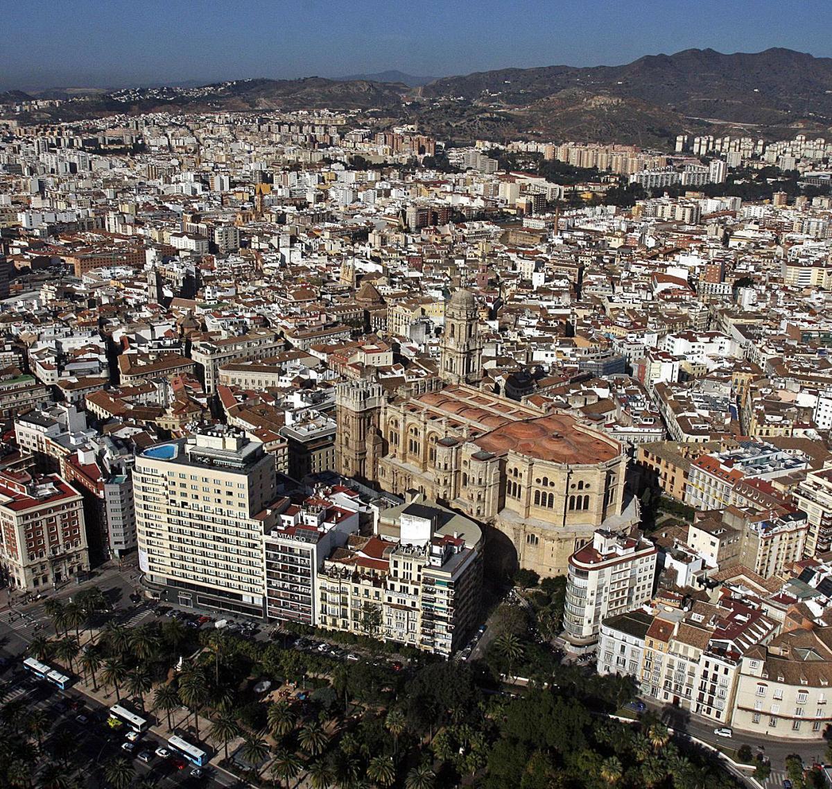 Imagen aérea del Centro Histórico de Málaga, que aglutina muchas viviendas turísticas.