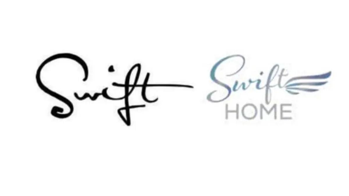El logotipo registrado de Taylor Swift (izquierda), junto al diseño 'Swift Home' de Cathay Home.