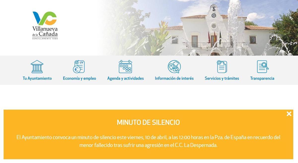 Convocatoria del minuto de silencio por el menor fallecido en Villanueva de la Cañada.