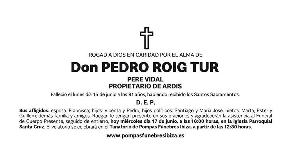 Esquela Pedro Roig Tur