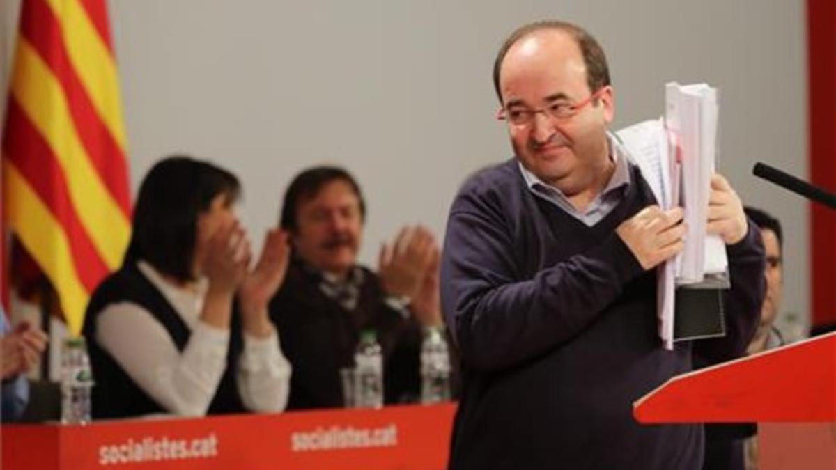 Miquel Iceta, en el Consell Nacional del PSC, este domingo.