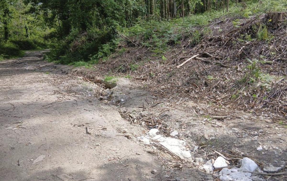 Estado de la pista en Broullón, que impide el paso de medios de extinción. | FDV