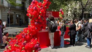 La parada de rosas preservadas de Omotosando Plants en Passeig de Gràcia
