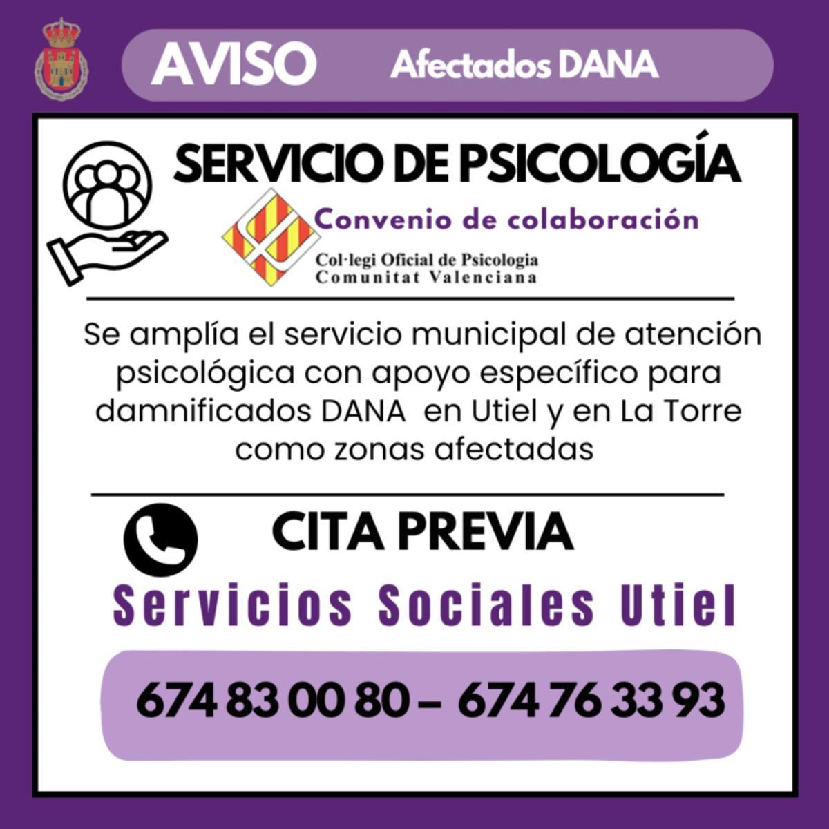 Información de la ampliación del servicio de psicología.