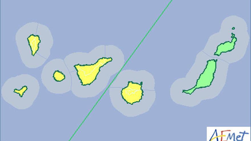 Avisos meteorológicos activos en Canarias este viernes.