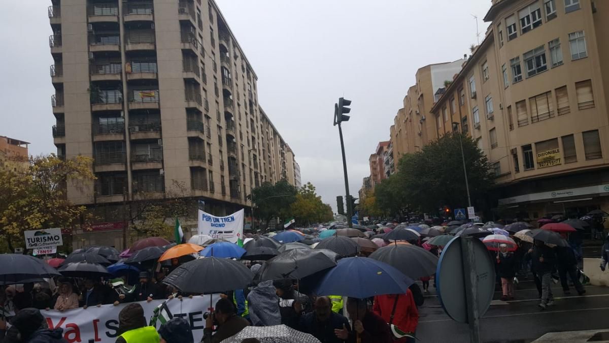 La manifestación por un tren digno para Extremadura en imágenes