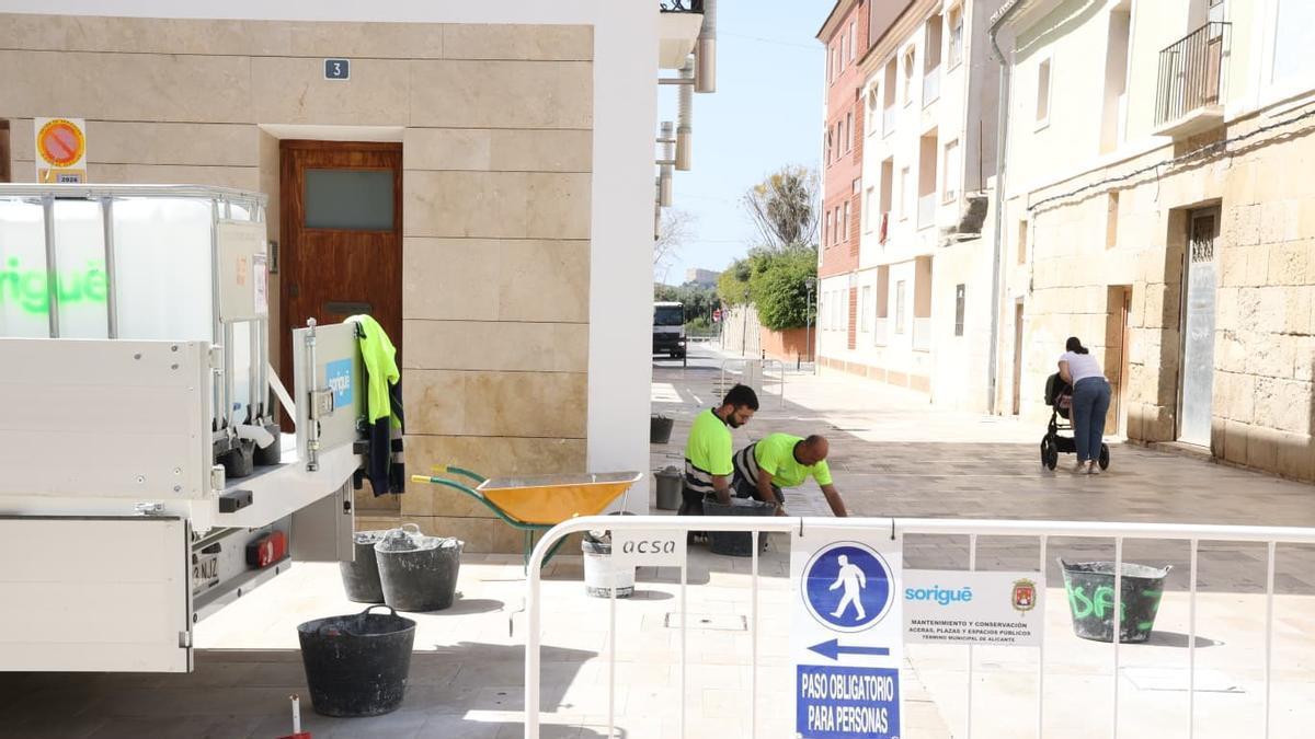 Trabajos de mantenimiento, este jueves, en el entorno de Santa Faz