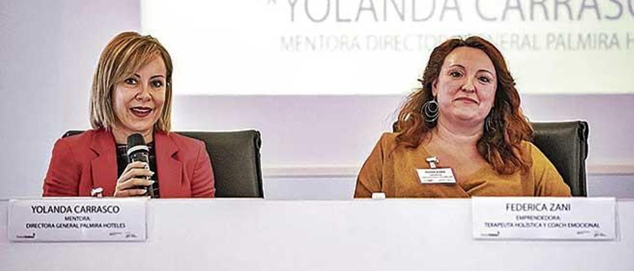 La mentora Yolanda Carrasco, de Palmira Hoteles, junto a la emprendedora Federica Zani.