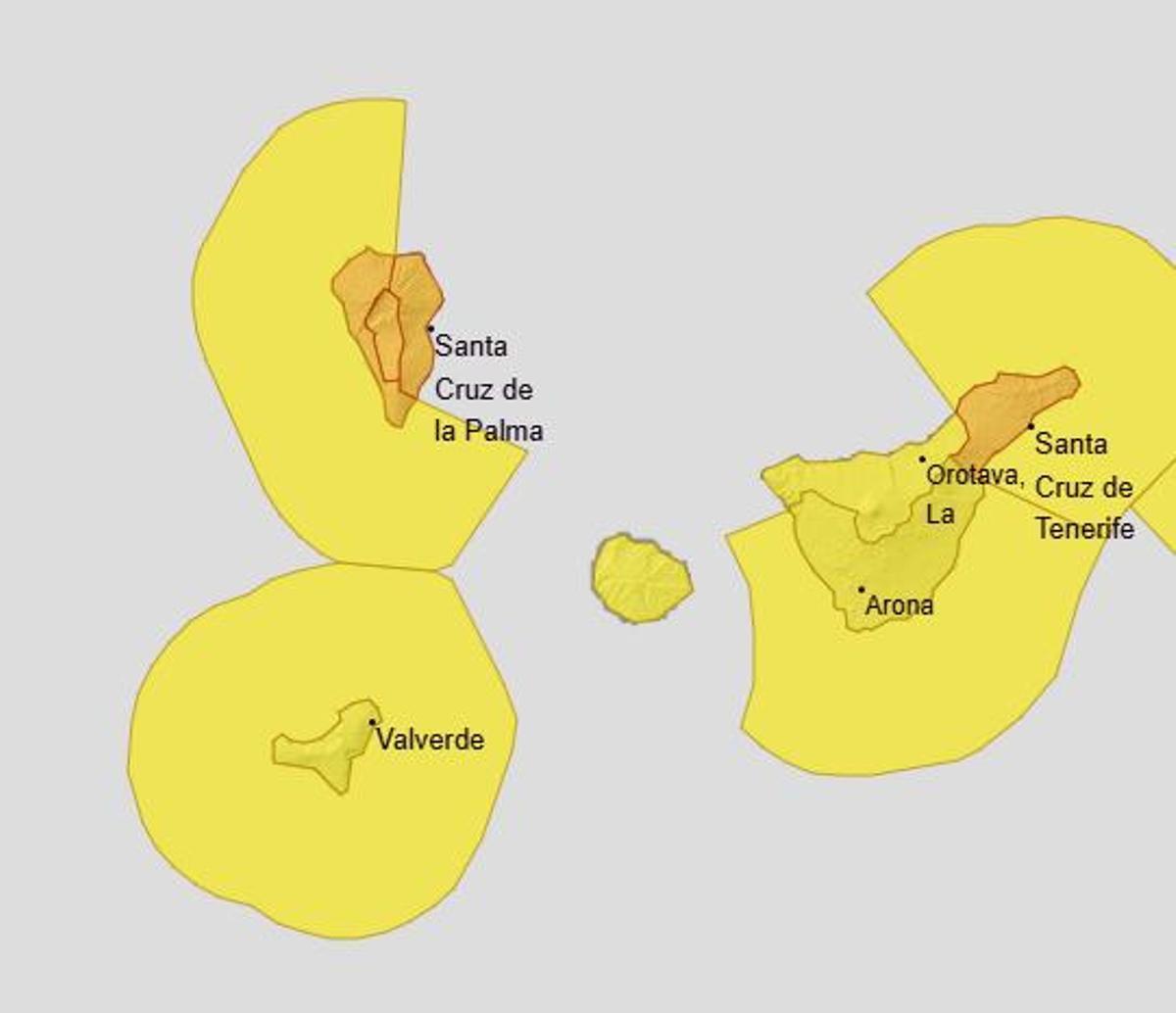 Alertas activas en la provincia de Santa Cruz de Tenerife para hoy