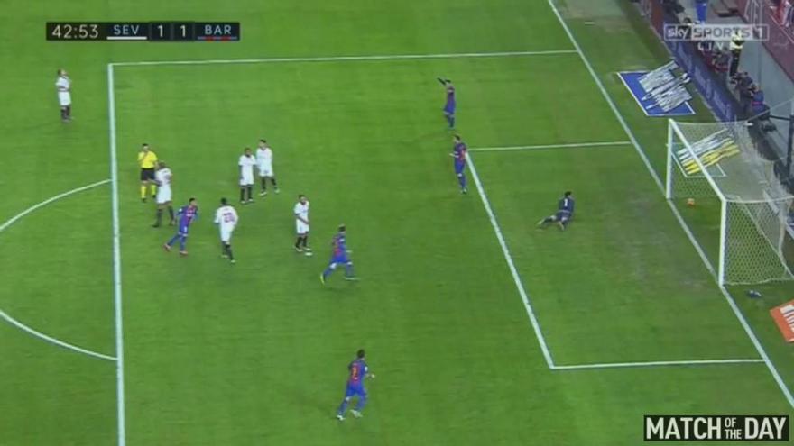 Polémico gol de Messi al Sevilla