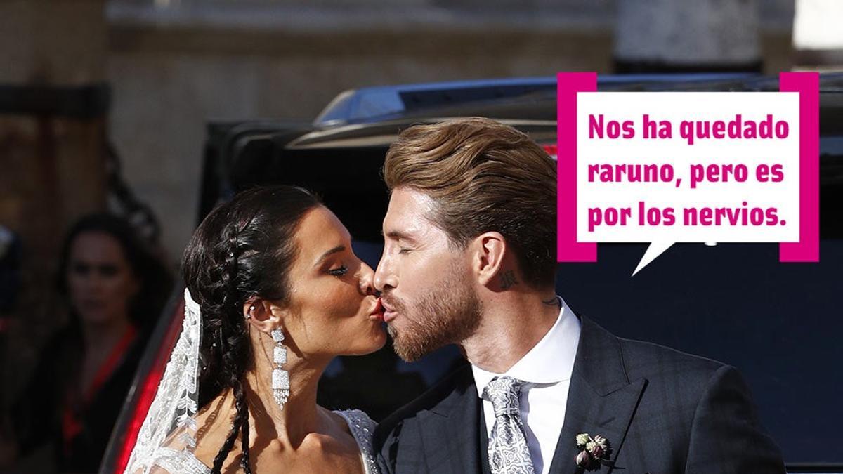 Primer beso de Pilar Rubio y Sergio Ramos como casados