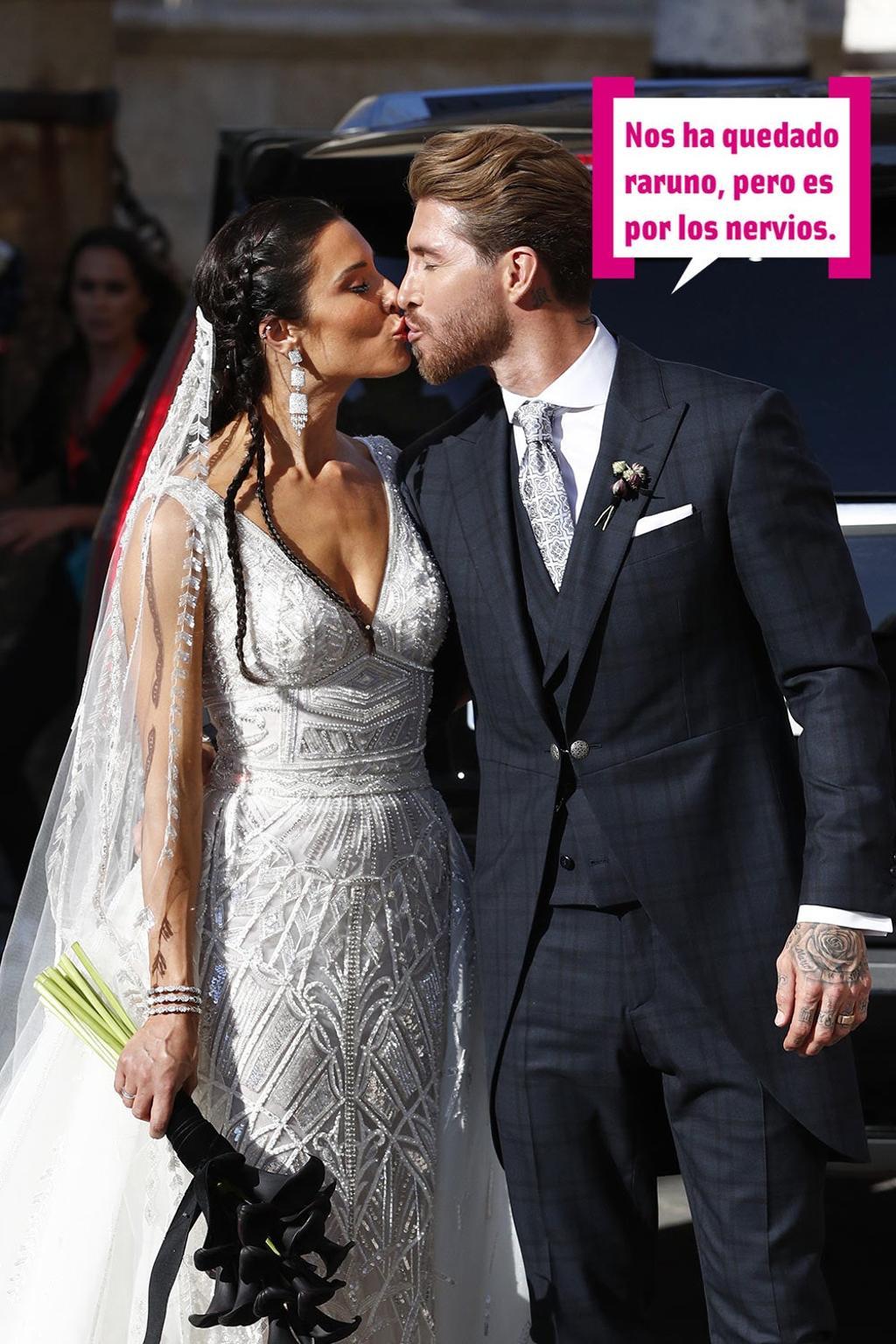 Primer beso de Pilar Rubio y Sergio Ramos como casados