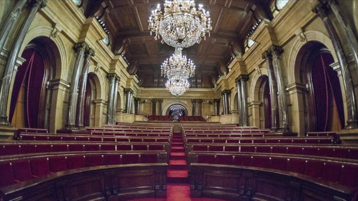 El hemiciclo del Parlament de Catalunya, vacío.