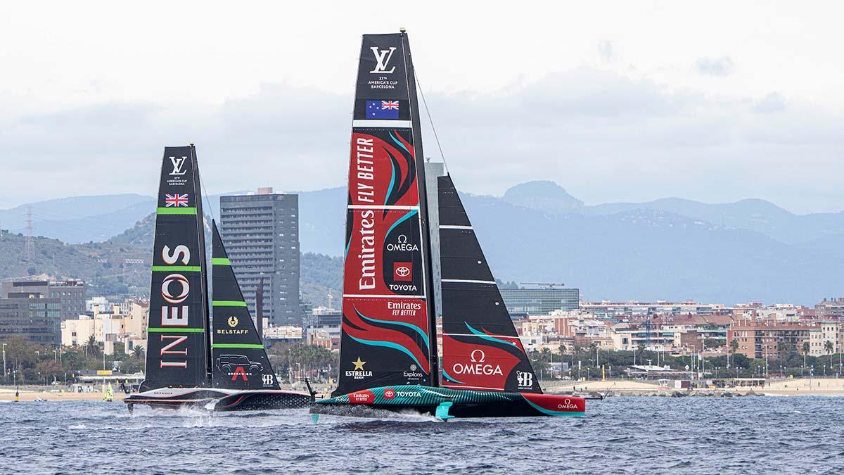 October 18, 2024. Louis Vuitton 37th America's Cup, Race Day 5, Race 7. EMIRATES TEAM NEW ZEALAND, INEOS BRITANNIA Copa América Vela