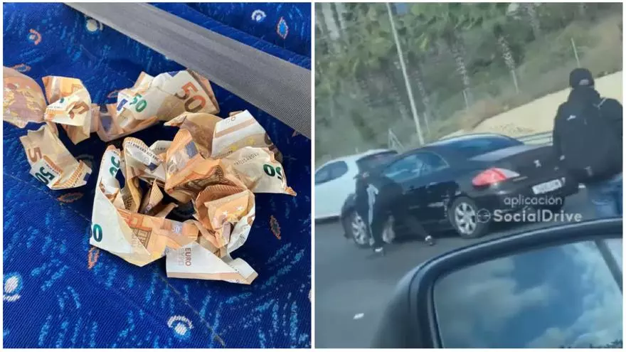 Paraliza una autovía lanzando billetes de 50 euros por la ventanilla del coche