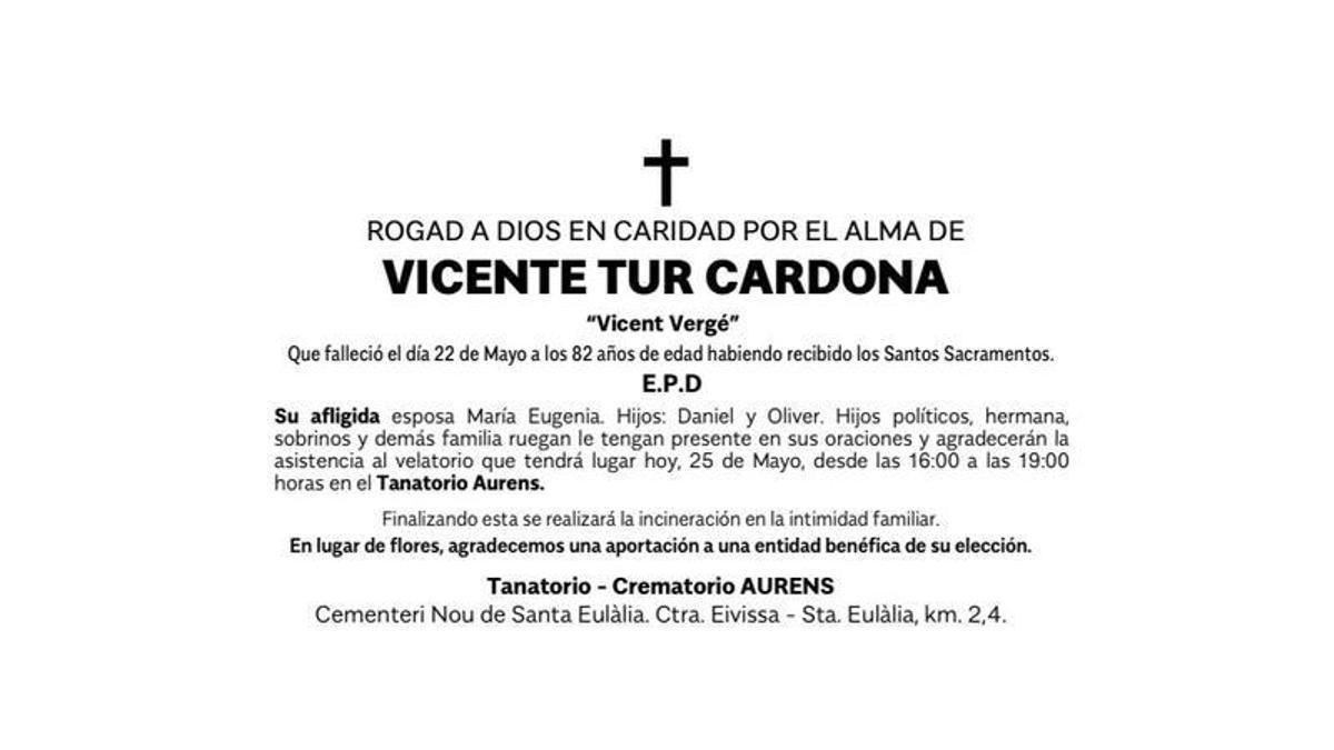 Esquela Vicente Tur Cardona