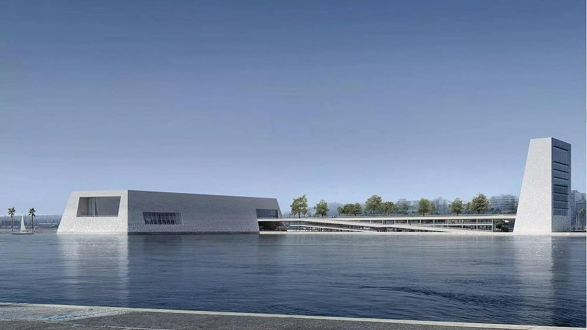 Winning proposal for the future congress palace where the Suma Tower appeared, on the right.