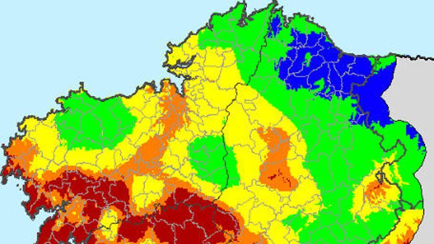 Índice de riesgo de incendio en Galicia este jueves