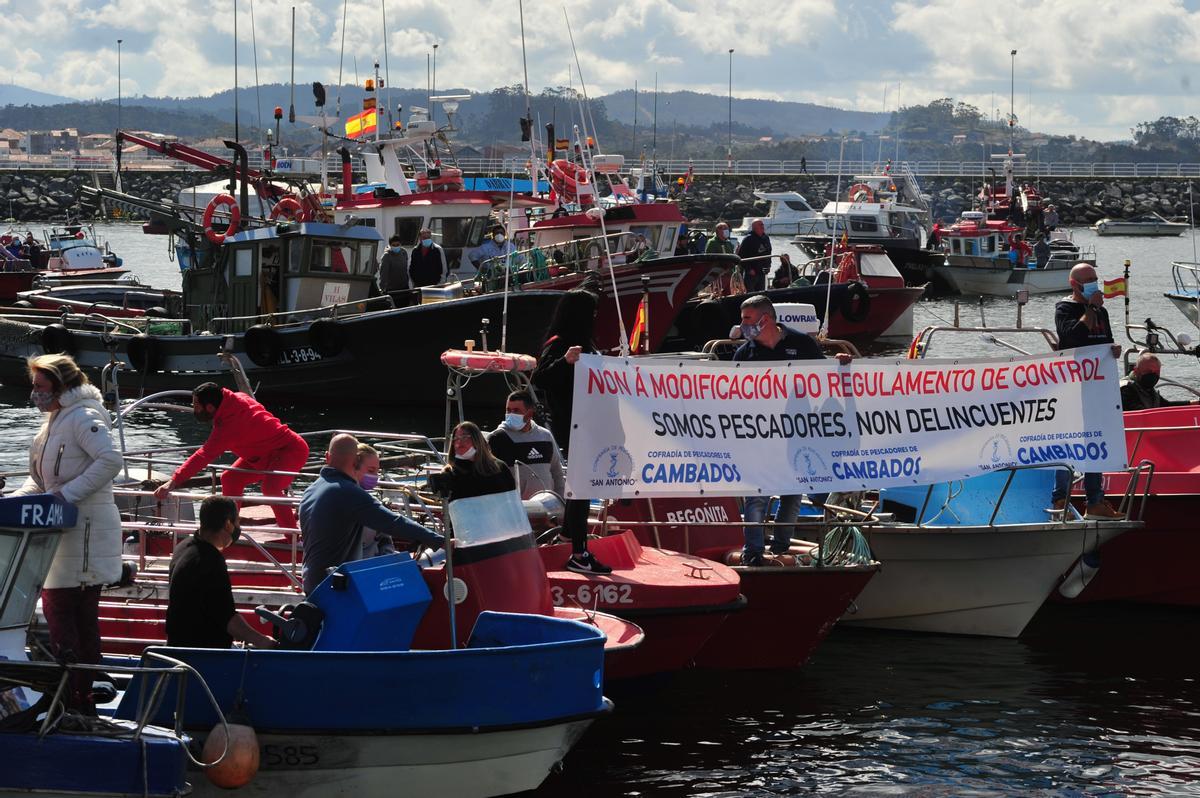 La protesta desarrollada en Cambados.