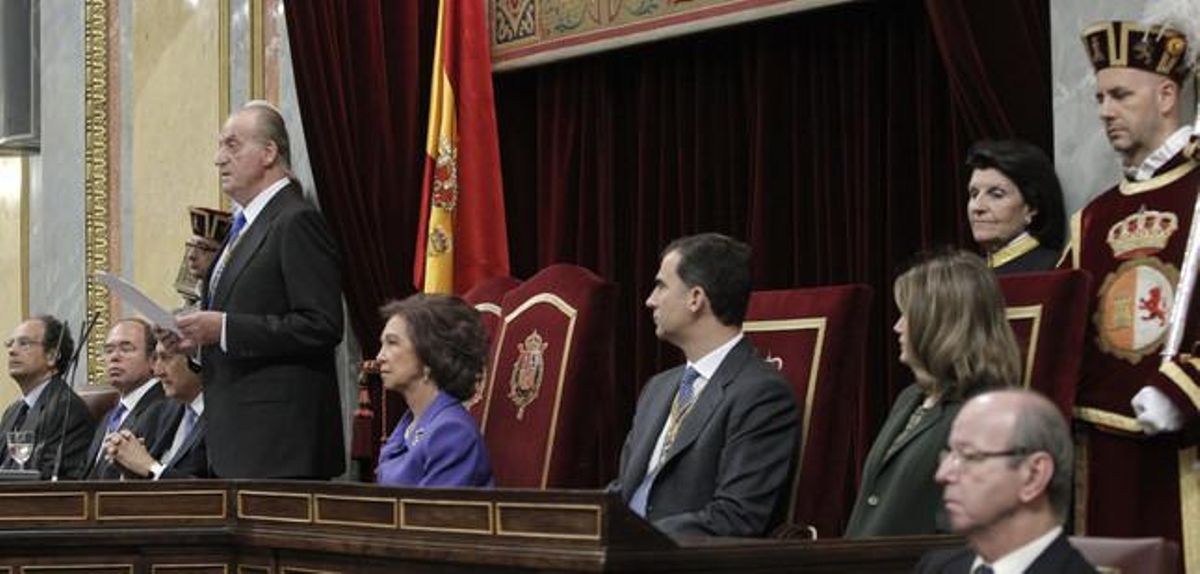 El rei Joan Carles, durant el seu discurs en la inauguració a les Corts de la desena legislatura.