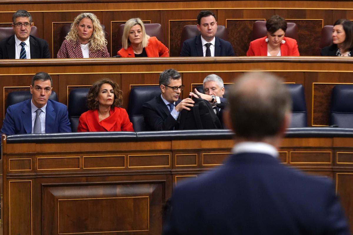 Pedro Sánchez durante la sesión de Control al Gobierno en el Congreso este miércoles.