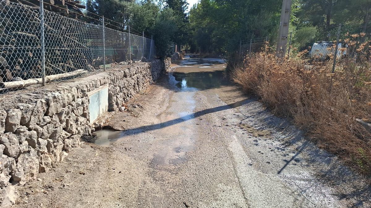 Caminos llenos de agua en las afueras de Bunyola.