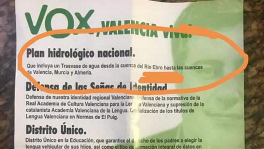 Vox incluye el trasvase del Ebro en su programa electoral