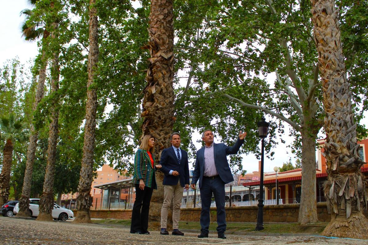 Una de las zonas más afectadas era la de la plaza de toros, que Gil visitaba esta mañana junto a los ediles de Desarrollo Local y Grandes Infraestructuras.