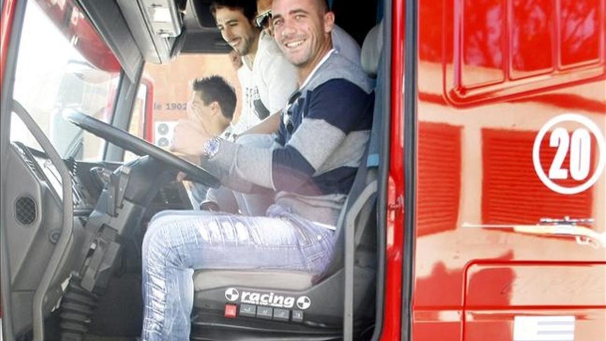 Pandiani, en su camión, en su etapa como jugador del Espanyol.