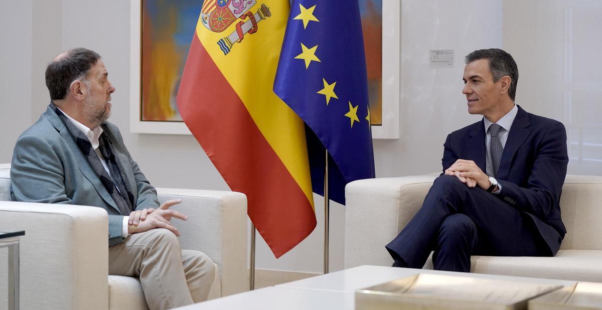 Pedro Sánchez y Oriol Junqueras, en Moncloa.